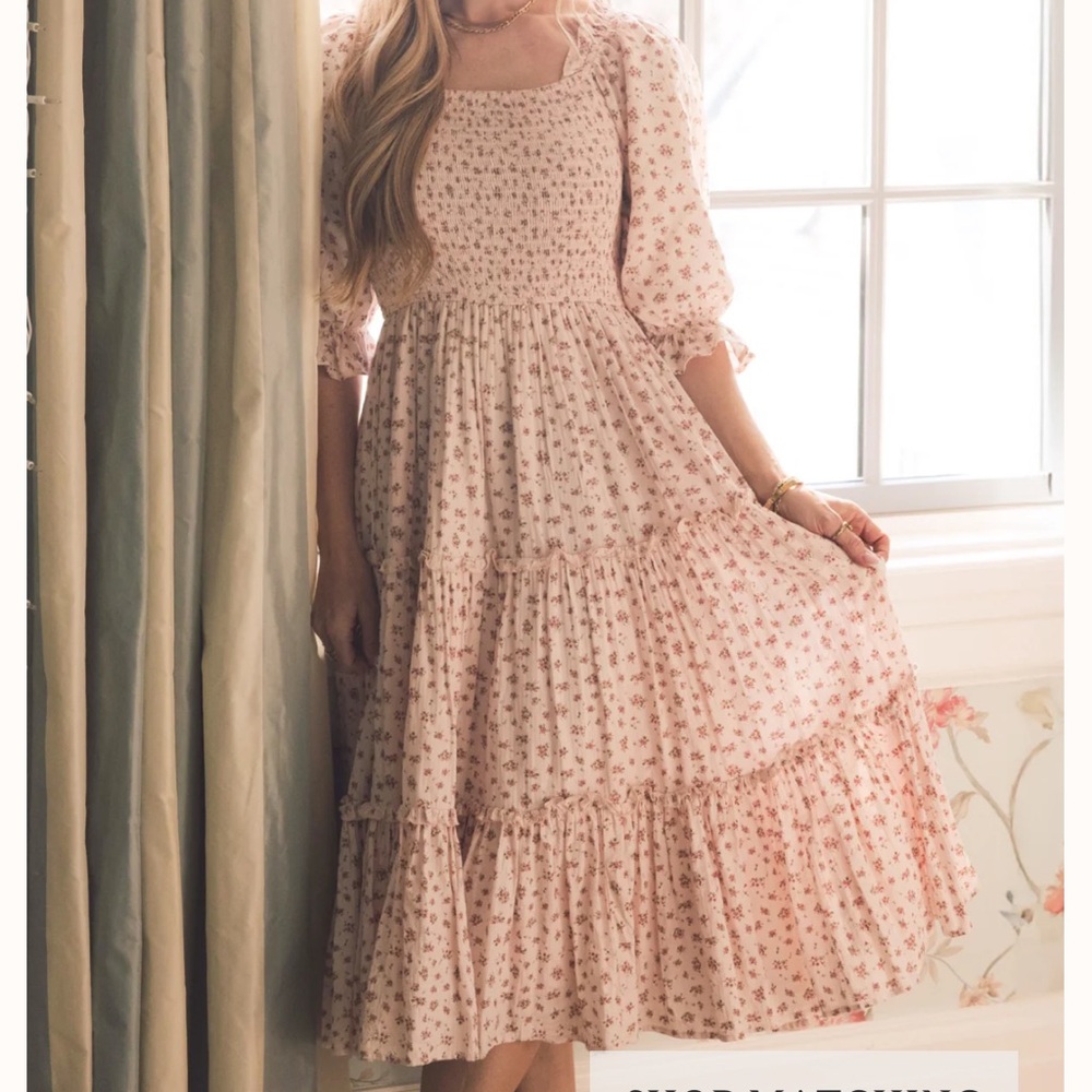 Ivy City Madeline Floral Pink Midi Dress